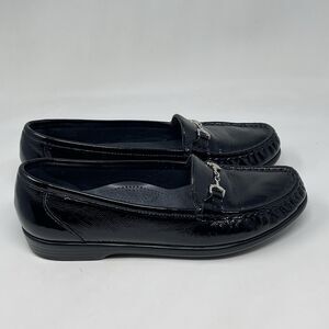 SAS Metro Loafers Womens 8.5 N Narrow Black Patent Leather Horsebit Slip On